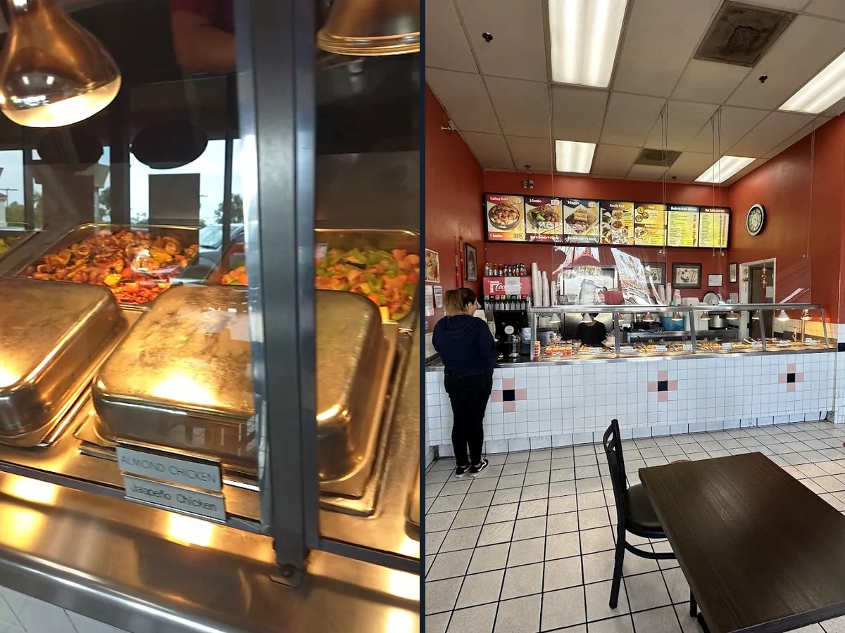 Strip mall restaurant space with cafeteria-style ordering.